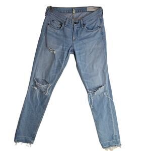 Rag&Bone Sz24 distressed hems‎ legs Boyfriend light blue jeans. Designer Stylish